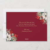 Botanical Red Merry Christmas Newlywed 3 Photo Feestdagenkaart (Achterkant)