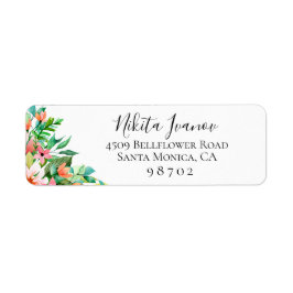 Botanical Return Address Island Coral Etiket