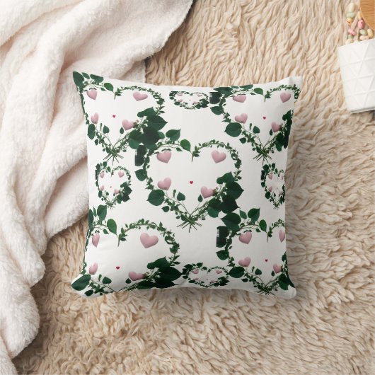 Botanical Romantic Wreath Hearts Throw Pillow Kussen (Deken)