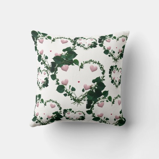 Botanical Romantic Wreath Hearts Throw Pillow Kussen (Achterkant)