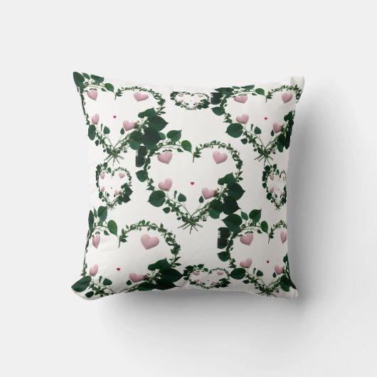 Botanical Romantic Wreath Hearts Throw Pillow Kussen (Voorkant)
