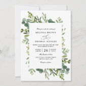 Botanical Rustic Greenery Elegant QR Code Wedding Kaart (Voorkant)