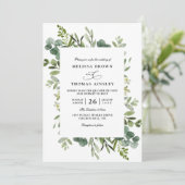 Botanical Rustic Greenery Elegant QR Code Wedding Kaart (Staand voorkant)