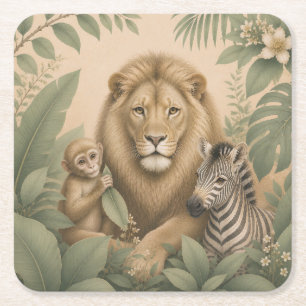 Botanical Safari Leeuwen Papier Coaster Kartonnen Onderzetters
