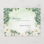Botanical Sage Green Floral Wedding Thank You Briefkaart (Voorkant)