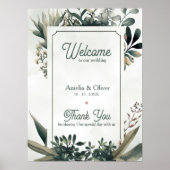 Botanical Sage Green Greenery Wedding Welcome Poster (Voorkant)