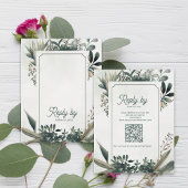 Botanical Sage Green QR Code Greenery Wedding RSVP Kaartje