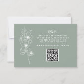 Botanical Sage Green Wedding QR Code RSVP Kaartje (Voorkant)