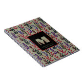 Botanical Sage Groen Roze Monogram Aangepaste naam Notitieboek (Rechterzijde)