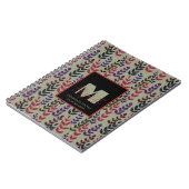 Botanical Sage Groen Roze Monogram Aangepaste naam Notitieboek (Linkerzijde)