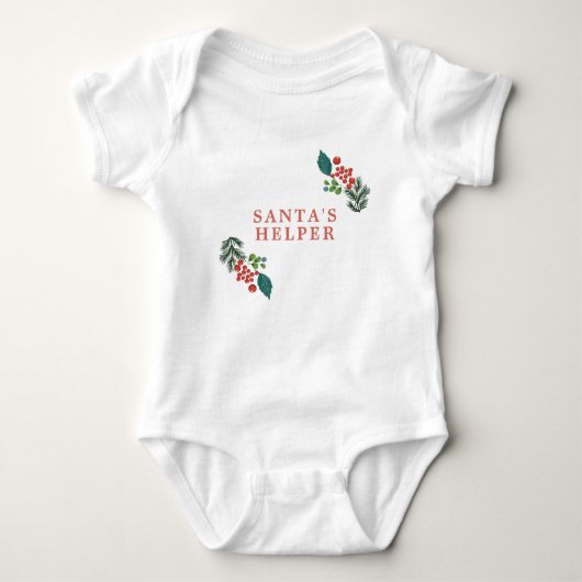 Botanical Santa's Helper Holiday Christmas Romper (Voorkant)