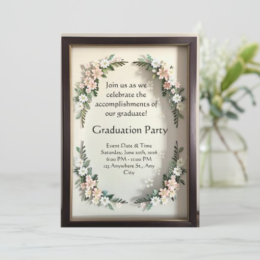 Botanical Shadow Box Graduation Kaart (Staand voorkant)