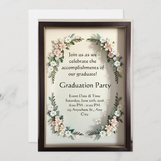 Botanical Shadow Box Graduation Kaart (Voorkant / Achterkant)