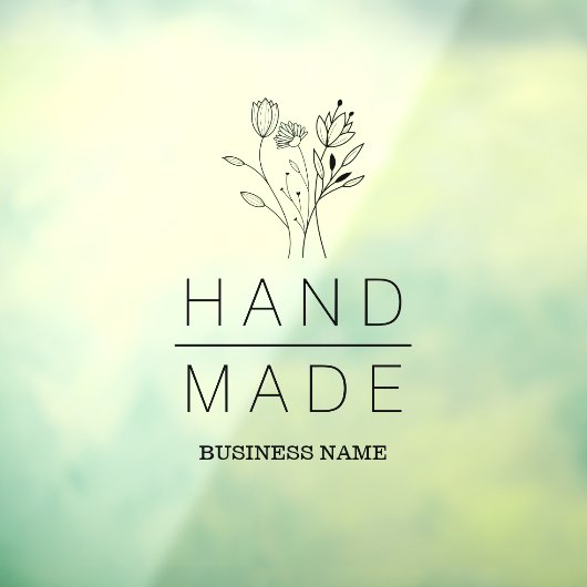Botanical Simple Minimalist Handmade Business Raamsticker (Vel 3)