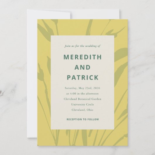 Botanical Sketch Citrus Gold Wedding Invitation Kaart (Voorkant)