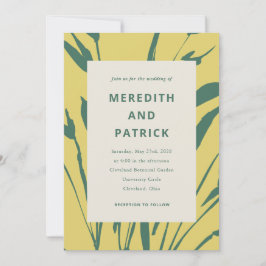 Botanical Sketch Citrus Pine Wedding Invitation Kaart