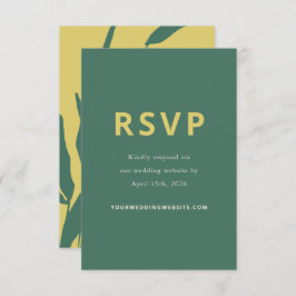 Botanical Sketch Citrus Pine Wedding Response Card RSVP Kaartje