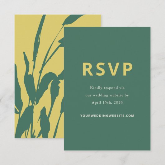 Botanical Sketch Citrus Pine Wedding Response Card RSVP Kaartje (Voorkant / Achterkant)
