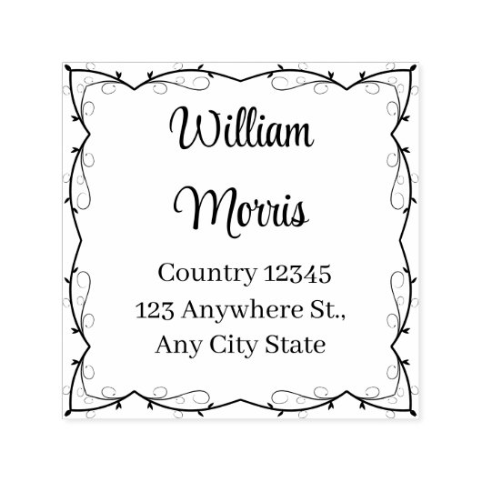 Botanical Square Custom Address Stamp Zelfinktende Stempel (Design)