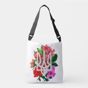 Botanical still and Oekrainian trident tryzub Crossbody Tas