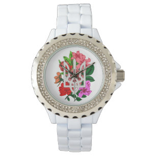 Botanical still and Oekrainian trident tryzub Horloge