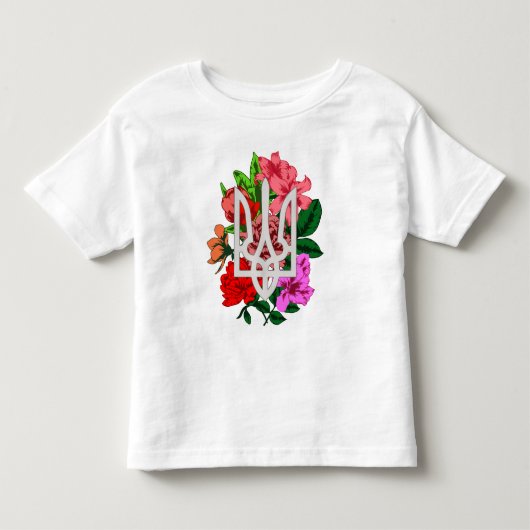 Botanical still and Oekrainian trident tryzub Kinder Shirts (Voorkant)