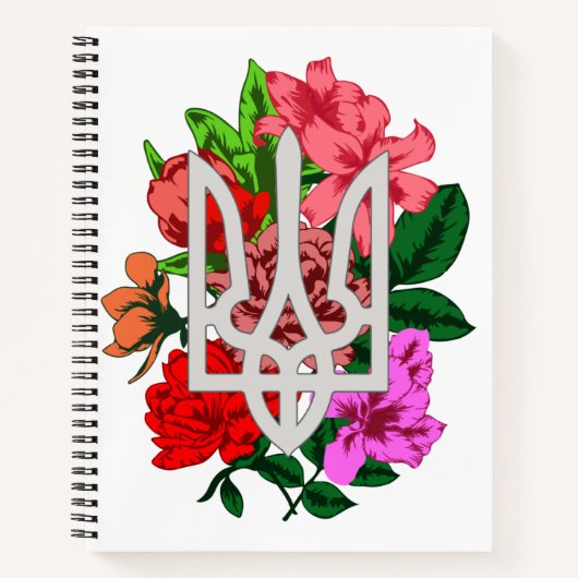 Botanical still and Oekrainian trident tryzub Notitieboek (Voorkant)
