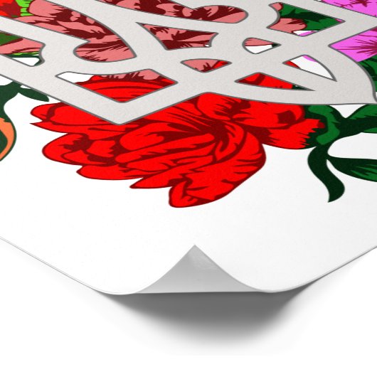 Botanical still and Oekrainian trident tryzub Poster (Hoek)