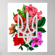 Botanical still and Oekrainian trident tryzub