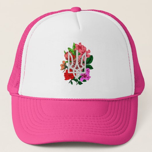 Botanical still and Oekrainian trident tryzub Trucker Pet (Voorkant)