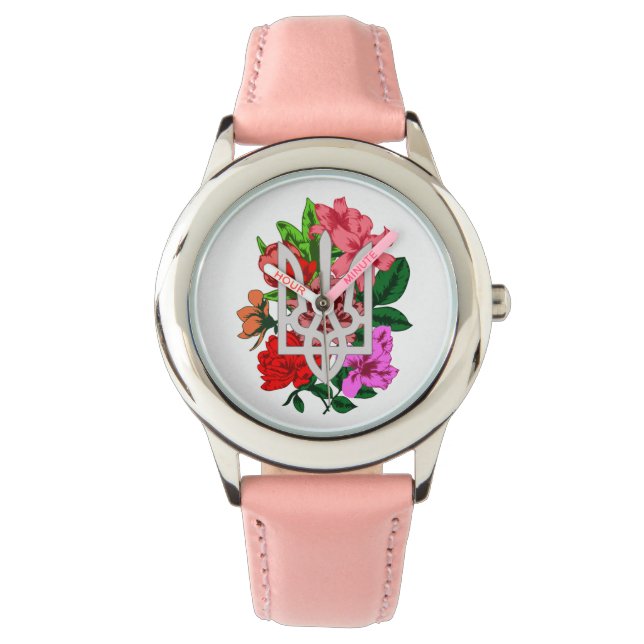 Botanical still and Ukrainian trident tryzub Horloge (Voorkant)
