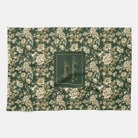 Botanical Style Personalized Chic Kitchen Towel  Theedoek (Horizontaal)