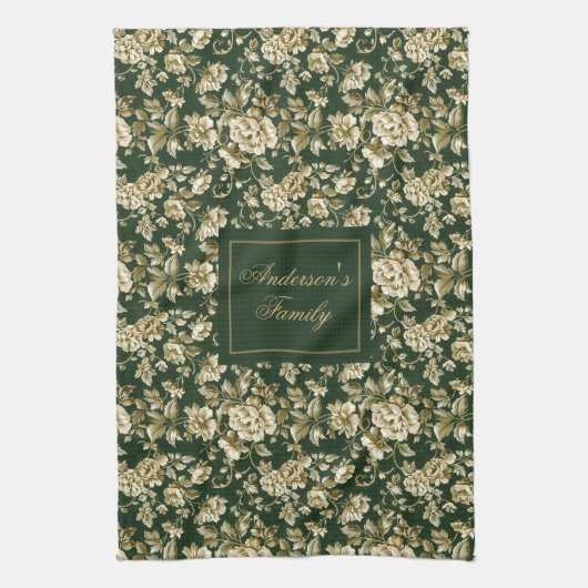 Botanical Style Personalized Chic Kitchen Towel  Theedoek (Verticaal)