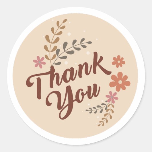 Botanical-Thankyou-Boho Esthetic-Sheet van Ronde Sticker (Voorkant)