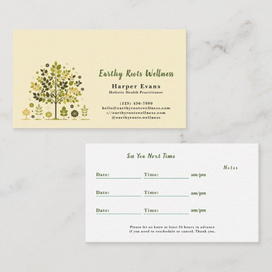 Botanical Tree Holistic Wellness Appointment& Visitekaartje (Voorkant / Achterkant)