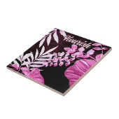 Botanical Tropical Leaves Palm Pink Personalized Tegeltje (Zijkant)