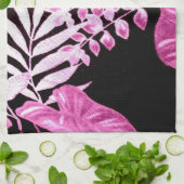 Botanical Tropical Leaves Palm Pink Personalized Theedoek (Gevouwen)