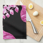 Botanical Tropical Leaves Palm Pink Personalized Theedoek (Quarter Fold)