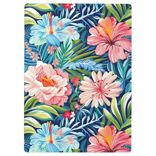 Botanical Tropical Summer Flowers Pattern Floral Klembord (Achterkant)