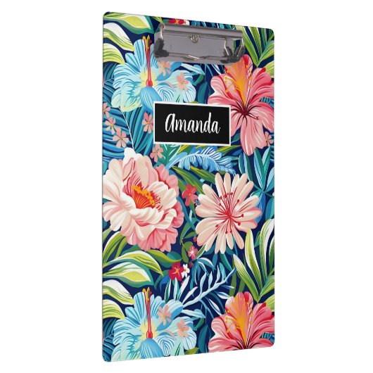 Botanical Tropical Summer Flowers Pattern Floral Klembord (Rechts)