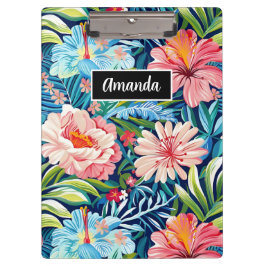 Botanical Tropical Summer Flowers Pattern Floral Klembord