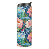Botanical Tropical Summer Flowers Pattern Floral Thermosbeker (Gedraaid links)