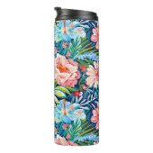 Botanical Tropical Summer Flowers Pattern Floral Thermosbeker (Geroteerd rechts)