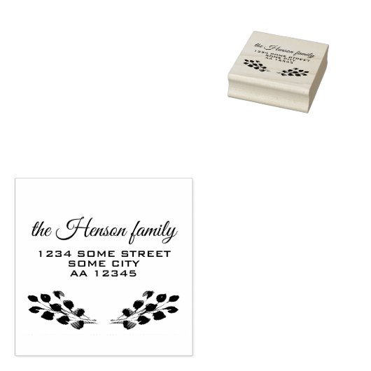 Botanical Twigs Script Family Name Address Rubberstempel (Gestempeld)