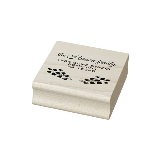 Botanical Twigs Script Family Name Address Rubberstempel (Stempel)