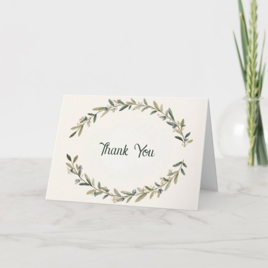 Botanical Twin Baby Shower Olive Branch Boho Green Bedankkaart (Voorkant)