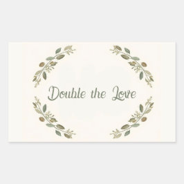 Botanical Twin Baby Shower Olive Branch Boho Green Rechthoekige Sticker