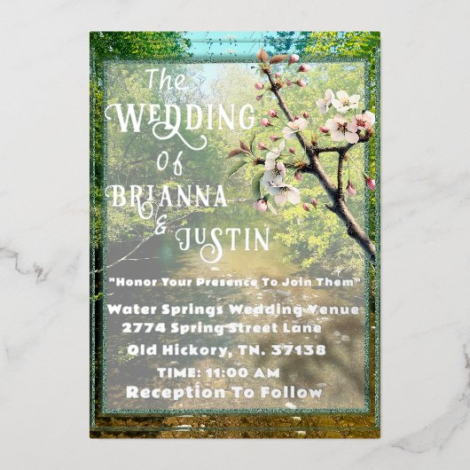 Botanical Water Creek Wedding Uitnodigingen (Voorkant)