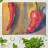 Botanical Watercolor Chillie Kitchen  Theedoek (Gevouwen)