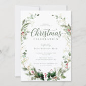 Botanical Watercolor Christmas Party Kaart (Voorkant)
